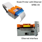 SNRO TCP/IP network kiosk printer with 80mm thermal printing auto cutter presenter and Ethernet connectivity for remote self-service ticket and receipt printing