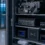 Fanless industrial mini PC operating access control kiosk system, connected to RFID readers, card dispensers, barcode scanners and security management software, modern enterprise security environment, professional B2B technology photography, blue-gray industrial style, no text, no watermark, 16:9
