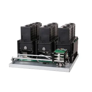 SNR-CD2604J-6 RFID card dispenser side view with motorized roller transport system and precision card feeding mechanism for self-service terminals