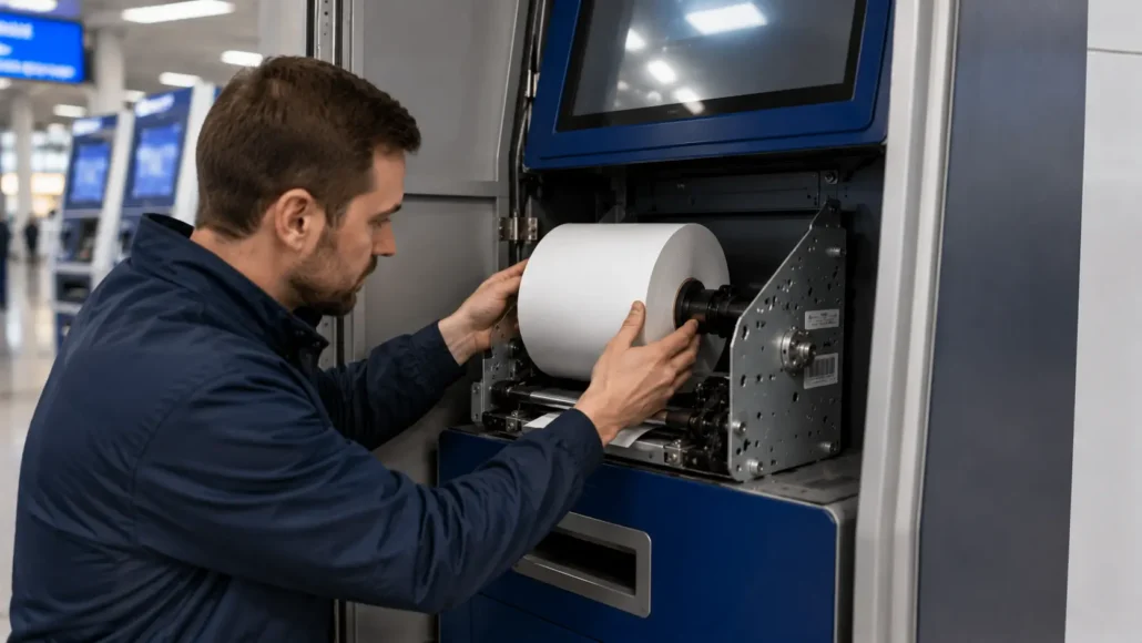 Maintenance access inside ticket vending machine printer