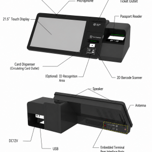 SNR-HK03-AW integrated self-service kiosk terminal with passport reader and 21.5-inch touchscreen