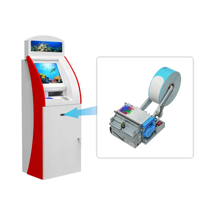 wristband printer mechanism inside a self-service kiosk