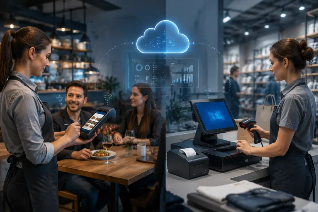 Android handheld POS and Windows fixed POS applications in retail and restaurant environments