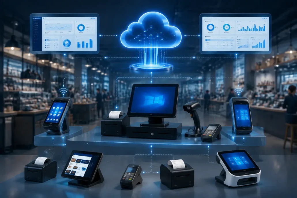 Hybrid POS deployment combining Windows workstation and Android handheld terminals