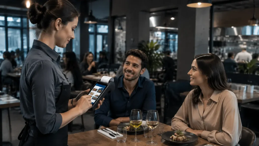 Restaurant Android POS terminal solution with handheld POS device for table ordering and mobile payment