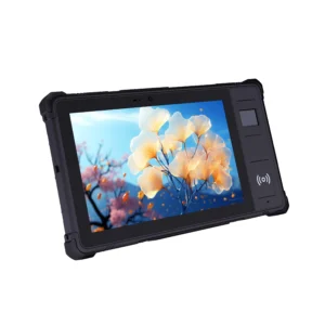 Rugged industrial tablet PC featuring touchscreen, integrated fingerprint scanner and NFC contactless reader